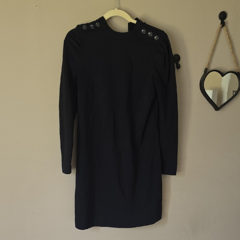 LOFT Black Embellished Long Sleeve Sheath Dress